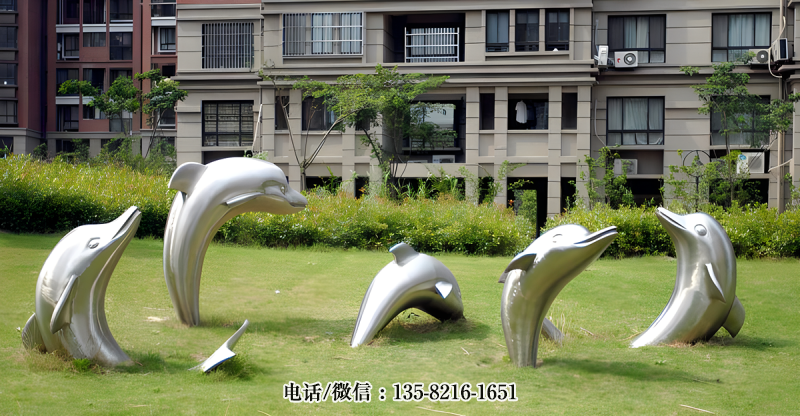 小區(qū)裝飾動(dòng)物海豚不銹鋼雕塑 小區(qū)裝飾動(dòng)物海豚不銹鋼雕塑