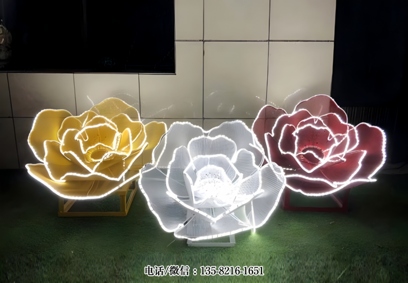 不銹鋼花朵雕塑，仿真、抽象花朵景觀